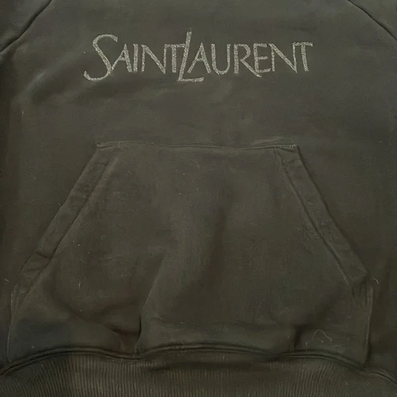 Saint Laurent Women's Glitter-Logo Cropped Sweatshirt - Picture 2 of 8
